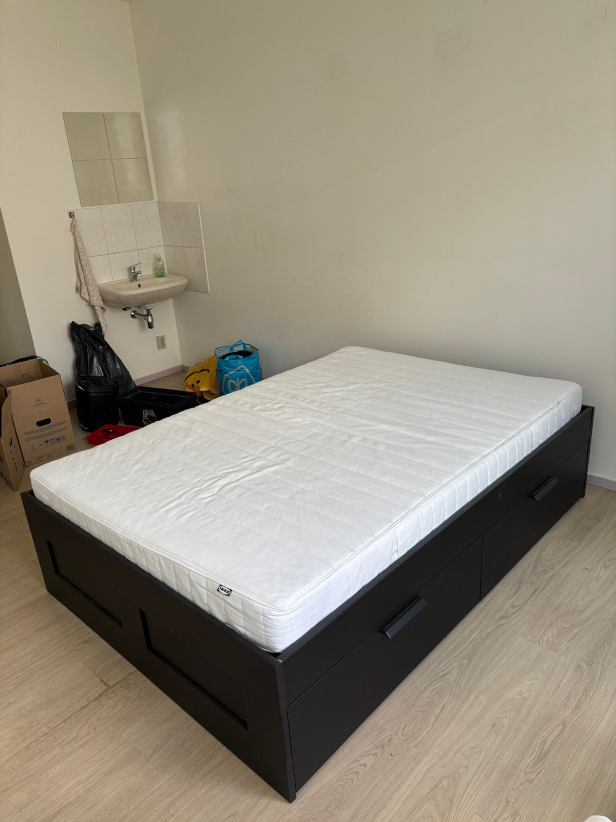 BRIMNES IKEA bed, Ophalen, Zwart, 140 cm, Zo goed als nieuw