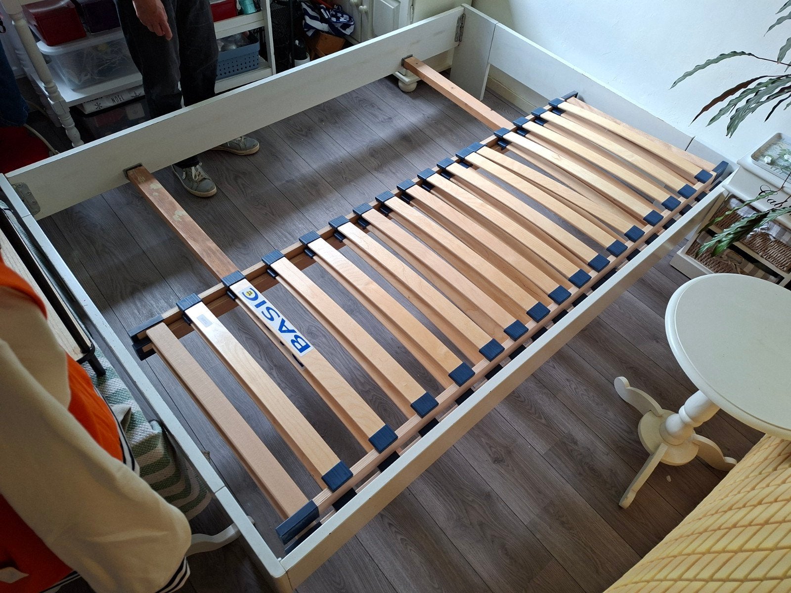 Bed met lattenbodems, Ophalen, Gebruikt, Wit, Tweepersoons
