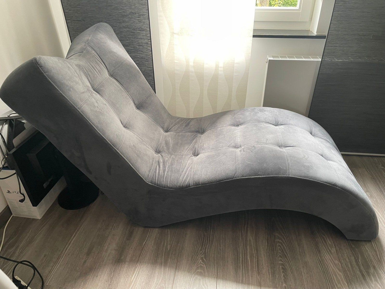 Comfortabele grijze relaxfauteuil, Ophalen, Zo goed als nieuw, 75 tot 100 cm, Modern