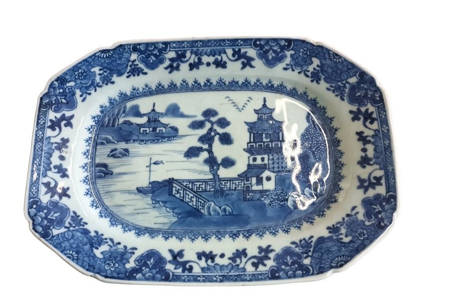 18 de eeuws Chinees blauw-wit bord, Ophalen of Verzenden