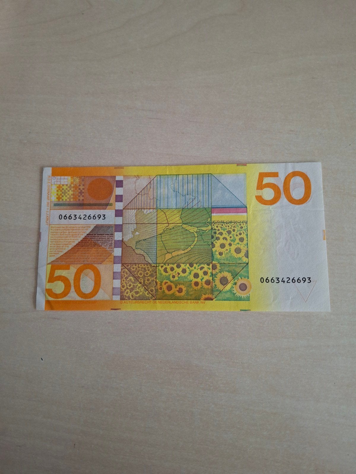 biljet de zonnebloem 50 gulden, Ophalen of Verzenden, 50 gulden