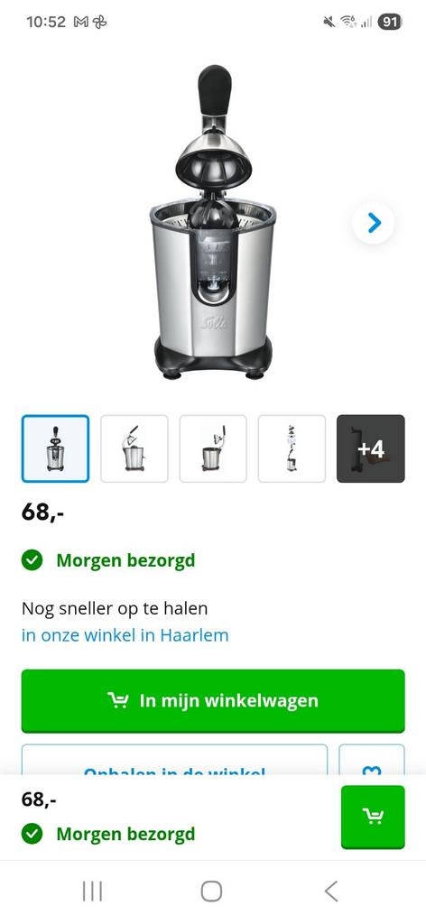 Solis Citrus Juicer / Sinaasappelpers - Splinternieuw, Ophalen of Verzenden, Nieuw, 1 snelheid