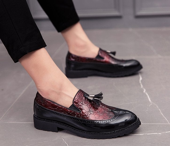 Zwart rode heren lak loafers met kwastjes nette schoenen, Verzenden, Nieuw, Overige kleuren, Loafers