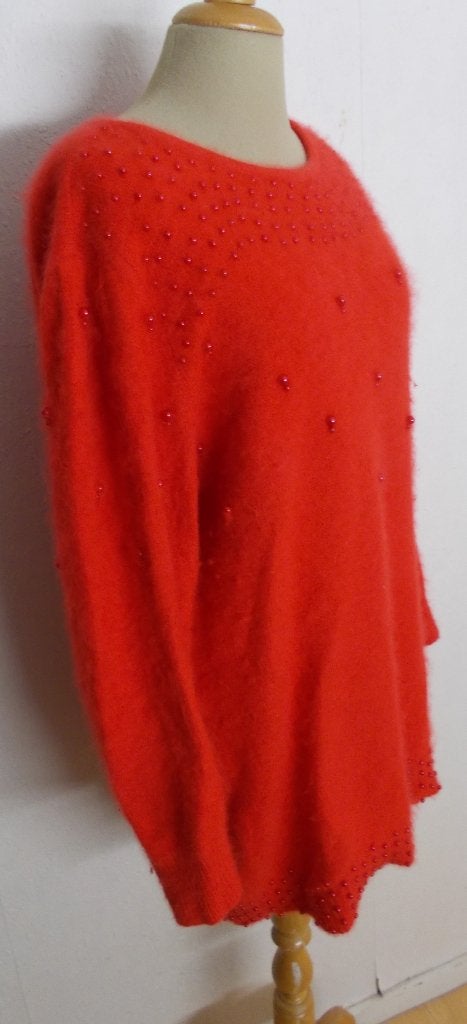 Rode super zachte en warme angora wollen trui! L, Verzenden, Zo goed als nieuw, Maat 42/44 (L), Rood