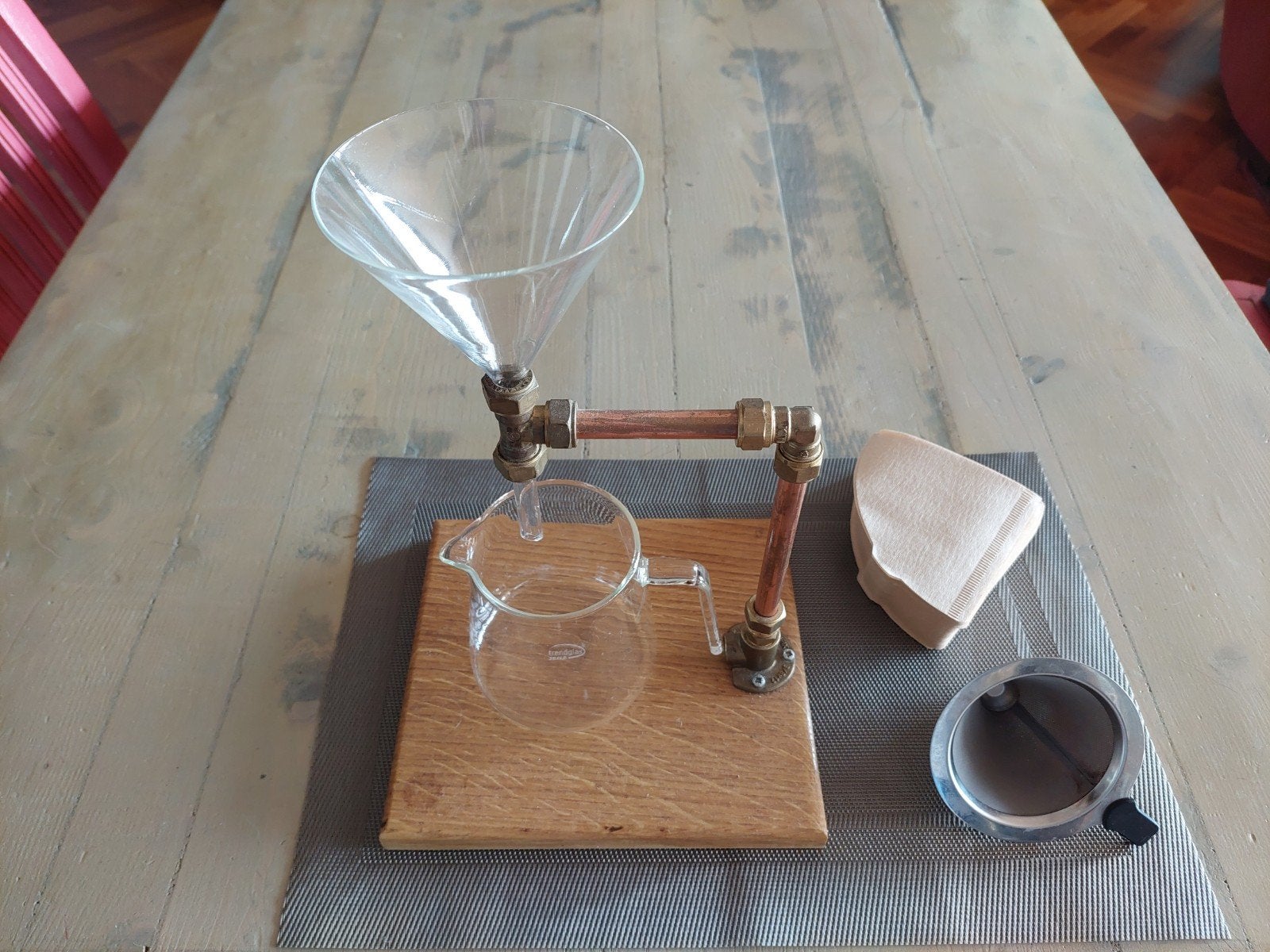 Unieke handgemaakte koffie-overgietset, Overige modellen, Gemalen koffie, Ophalen of Verzenden, Zo goed als nieuw