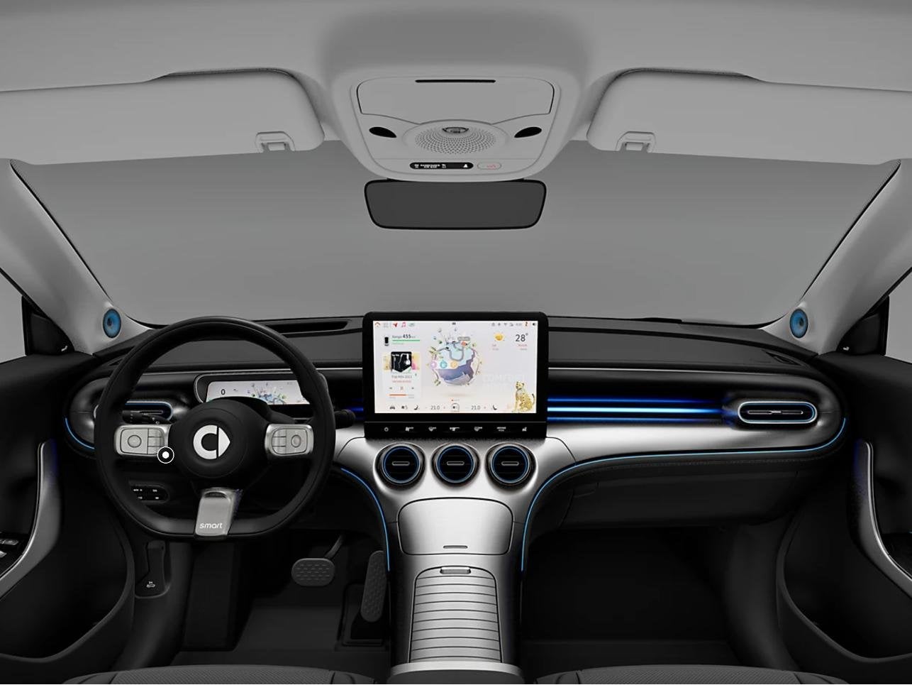 smart #3 Premium 66 kWh, Auto's, Automaat, Achterwielaandrijving, Zwart, Verwarmde buitenspiegels