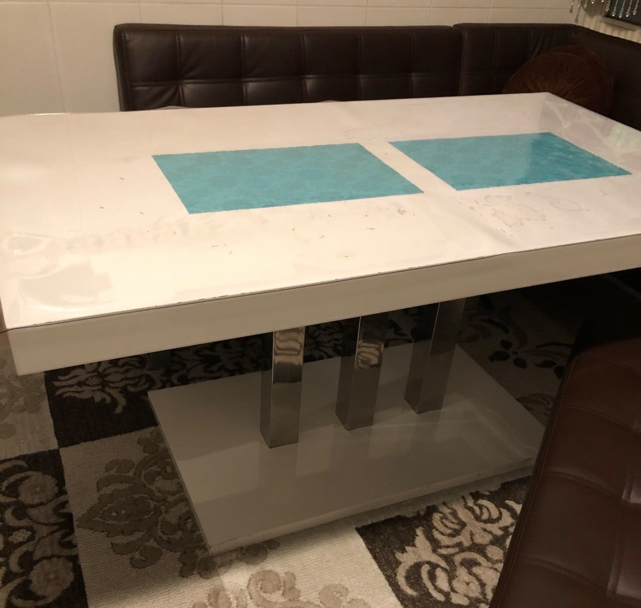 Witte eettafel 90x160 cm - Gebruikt maar functioneel, Gebruikt, Vijf personen of meer, 150 tot 200 cm, Rechthoekig