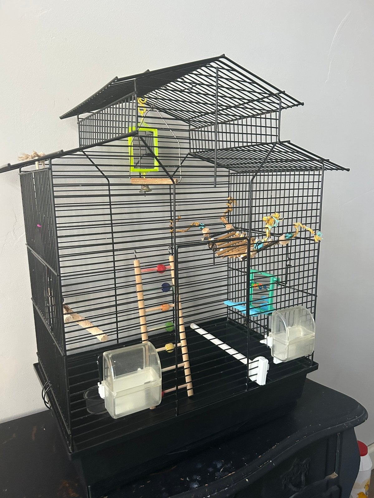 Zwarte vogelkooi, Ophalen, Gebruikt, Metaal, Vogelkooi
