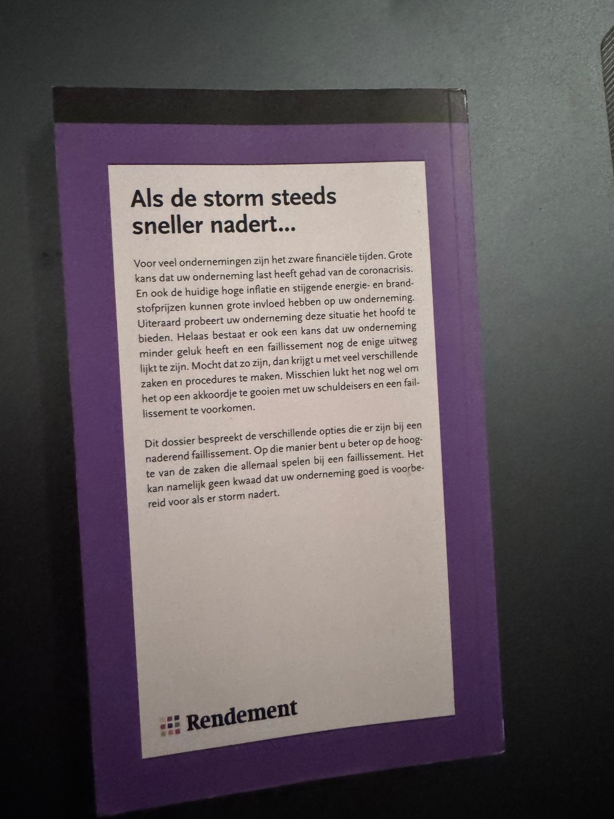 FA Rendement Themadossier: Als de storm steeds sneller nader, Ophalen of Verzenden, Zo goed als nieuw, Accountancy en Administratie