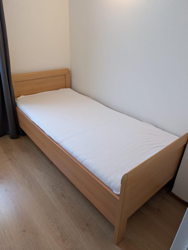 Bed incl matras, lattebodem, matrasbeschermer, molton, Ophalen, 85 tot 100 cm, Zo goed als nieuw, 180 cm of meer