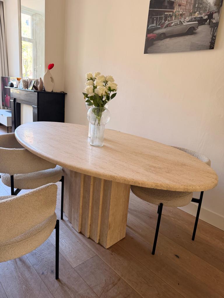 Marmeren travetin eettafel ovaal 180x100cm, Ophalen