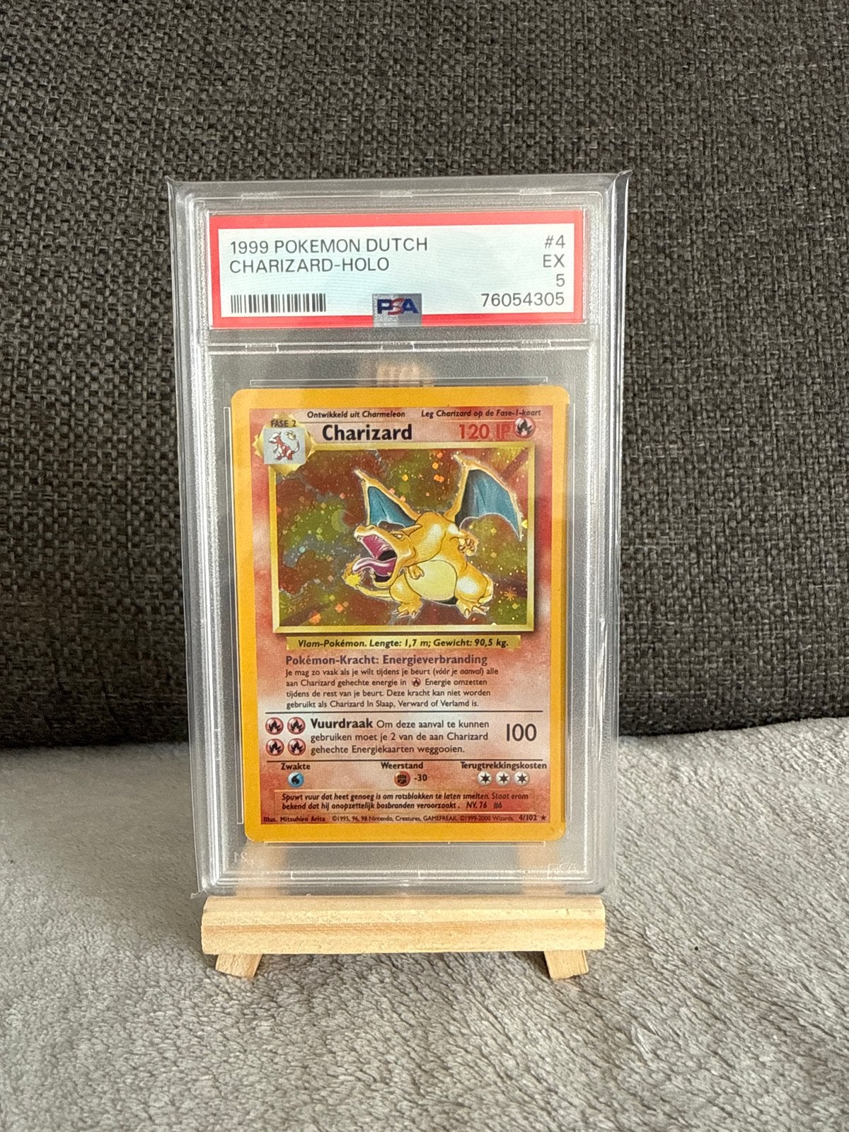 1999 charizard holo psa 5 dutch pokemon kaart, Ophalen of Verzenden, Zo goed als nieuw, Losse kaart