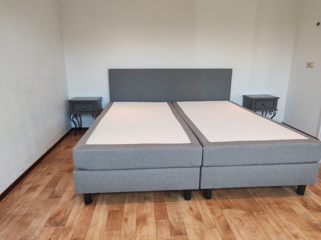ZGAN Kingsize XL 200x200 boxspring grijs incl. EMMA topper, Huis en Inrichting, Ophalen, Gebruikt, Tweepersoons, Overige maten