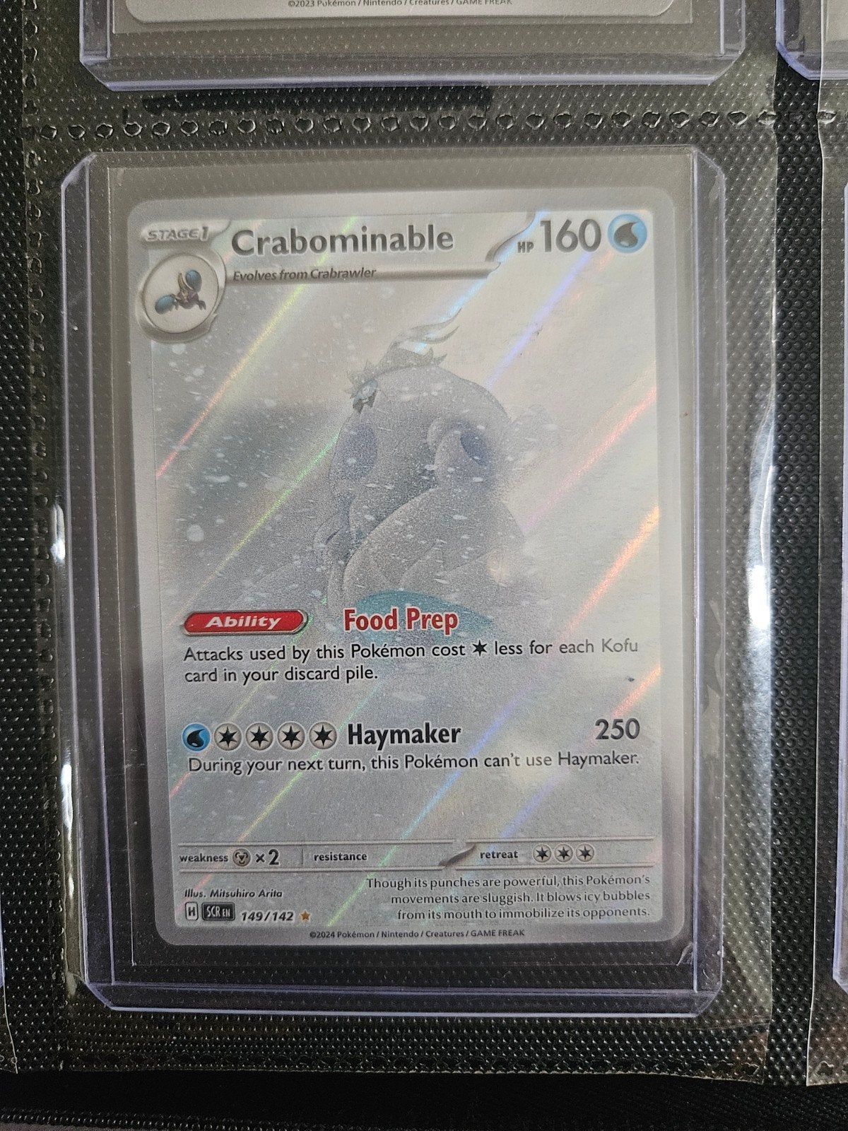 Pokemon Crabominable 149/142 Stellar Crown, Ophalen of Verzenden, Zo goed als nieuw, Losse kaart, Foil