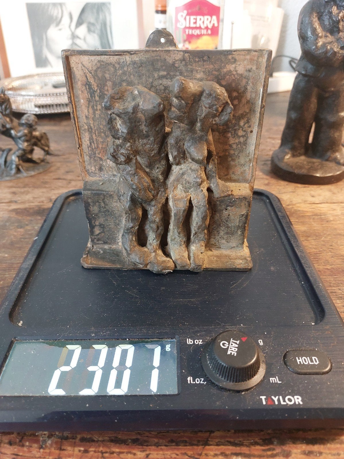 Vintage bronzen sculptuur van twee figuren, Ophalen of Verzenden