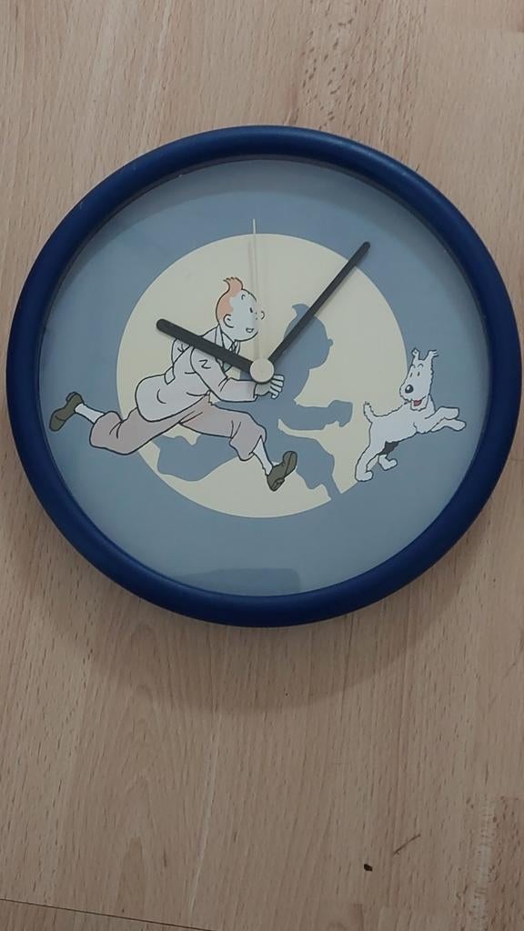 Kuifje Wandklok met Bobby - Diameter 25 cm, Ophalen of Verzenden, Gebruikt, Wandklok