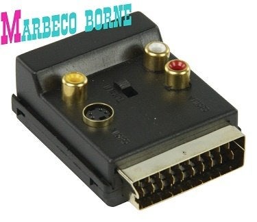SCART Adapter Schakelbaar, S-Video Female + 3x RCA Fem, Ophalen, Scartkabel, Nedis, Nieuw