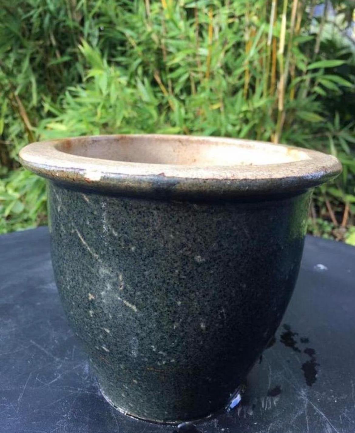 Groene geglazuurde terracotta bloempotten diverse maten, Ophalen, Gebruikt, Rond, Minder dan 40 cm
