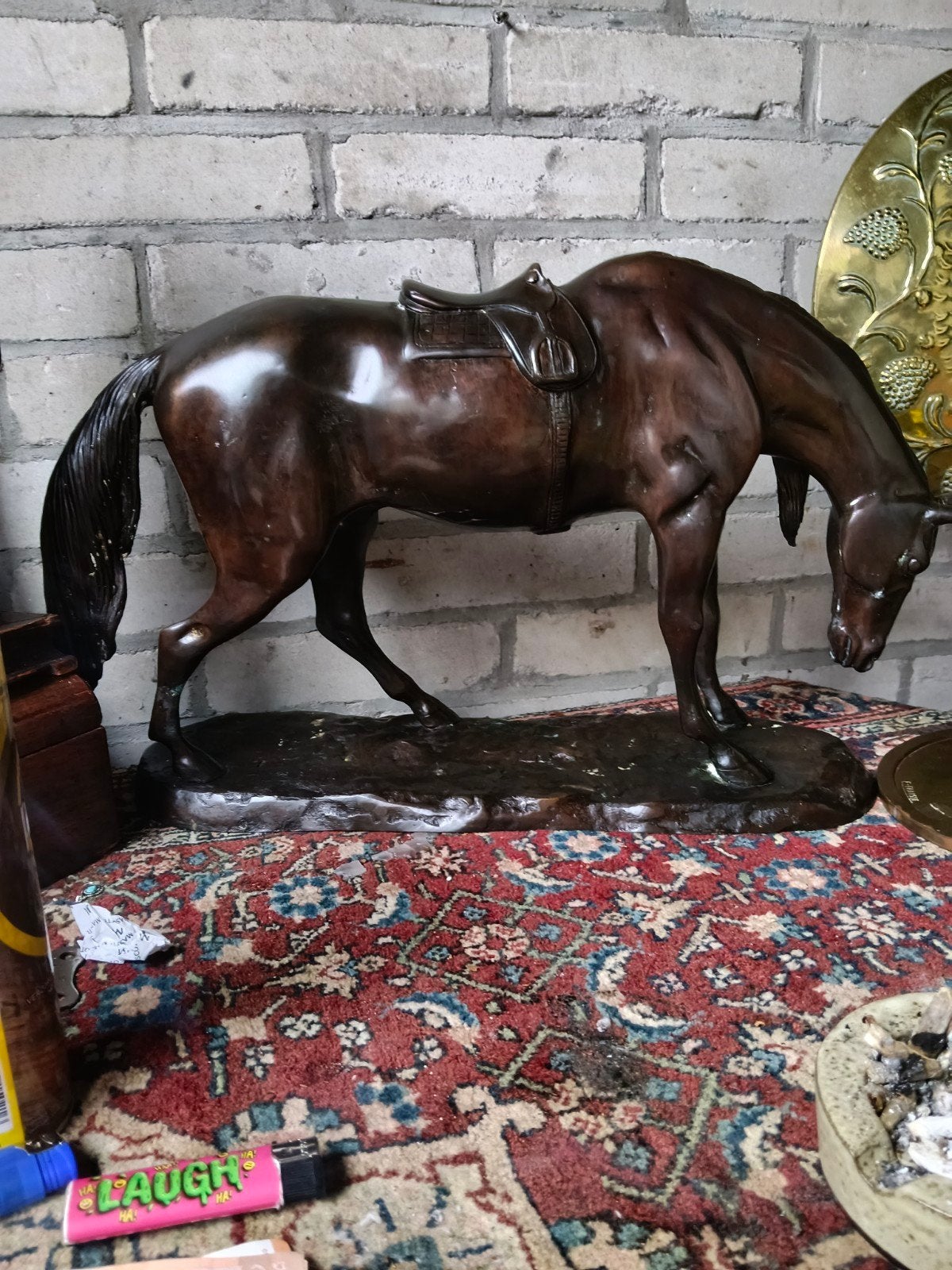 groot bronzen paard gesigneerd kilo of 7, Antiek en Kunst, Ophalen of Verzenden