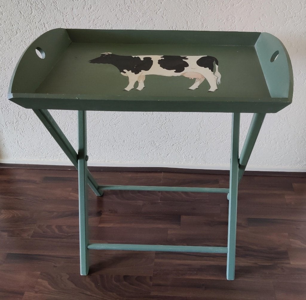 Butler Tray houten dienblad op standaard KOE, Ophalen, Zo goed als nieuw, Met handvatten, Hout