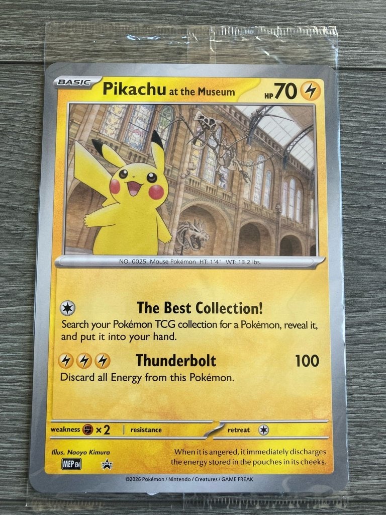 Pickachu at the museum - London 2026 Promo Card, Ophalen of Verzenden, Zo goed als nieuw, Losse kaart