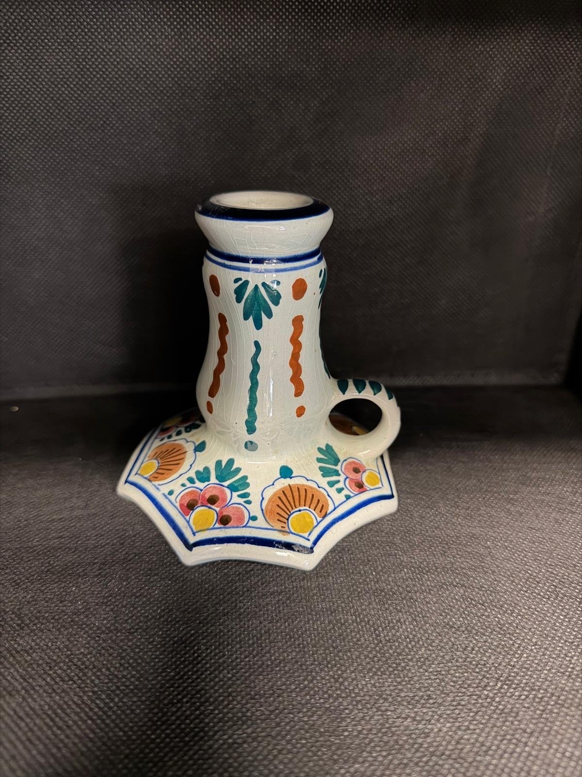 Antieke Delfts Blauw Keramieken Kandelaar, Antiek en Kunst, Ophalen, Keramiek of Aardewerk