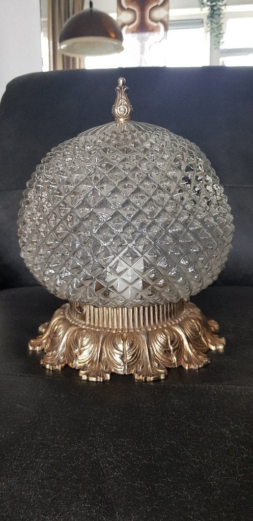 Vintage plafonnaire ananas, Gebruikt, Plafondlamp, Glas, Mid-century modern