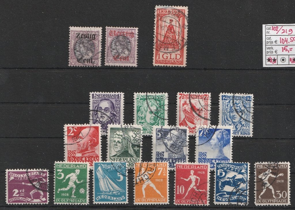 102-219 Partij gestempeld, Postzegels en Munten, Postzegels | Nederland, Ophalen of Verzenden, T/m 1940, Gestempeld