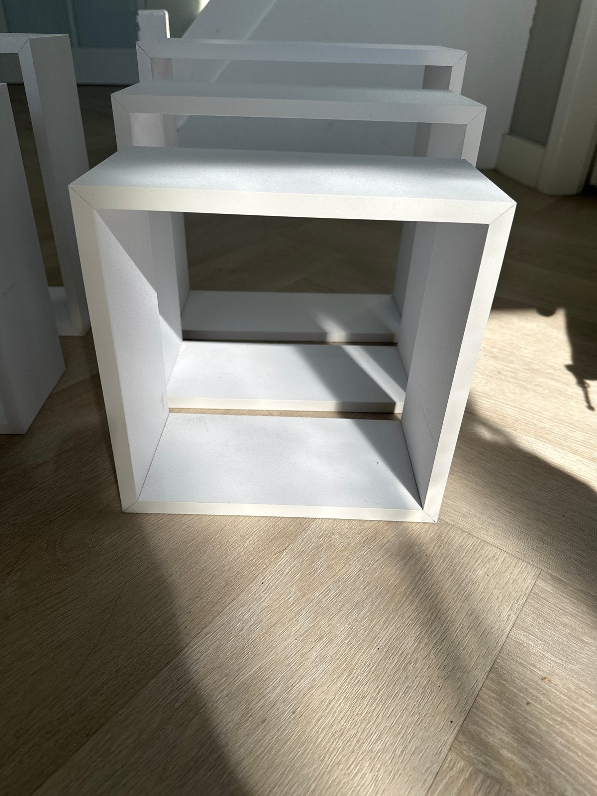 Set van 6 witte wandkastjes in verschillende maten, Ophalen, Gebruikt