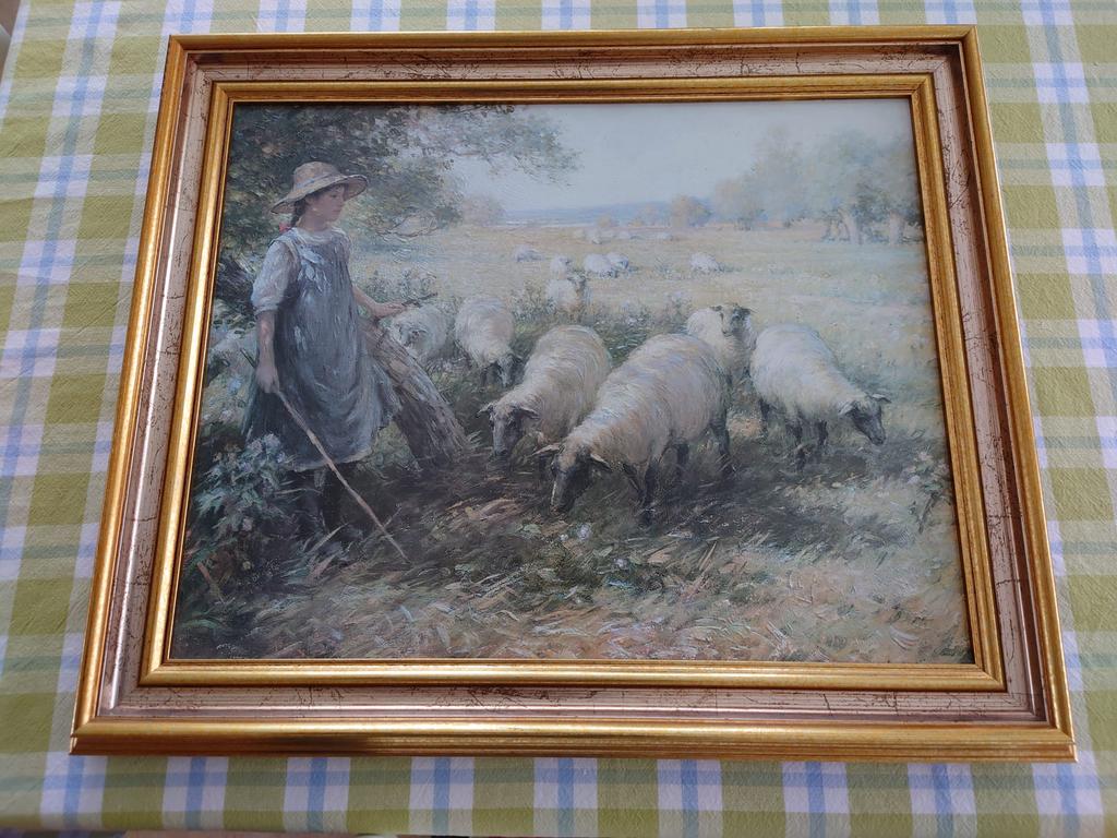 Schilderij herderinnetje met schapen, Ophalen