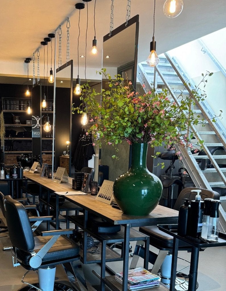 Professionele kaptafel salonmeubel 2-delig met spiegels, Ophalen, Metaal of Aluminium, Zo goed als nieuw, 200 cm of meer