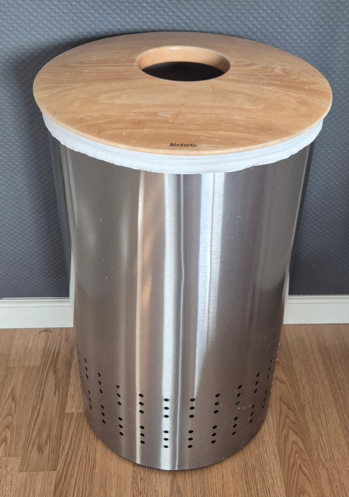 Brabantia wasmand - RVS en hout, Huis en Inrichting, Gebruikt, Ophalen of Verzenden, Zilver, Metaal