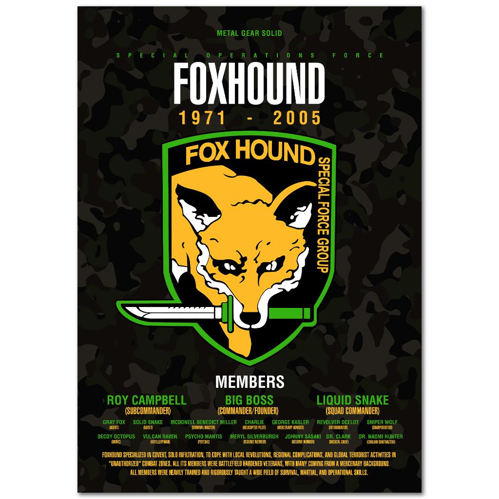 Metal Gear Solid - Foxhound - A3 Poster, Rechthoekig Staand, Verzenden, Zo goed als nieuw, A1 t/m A3