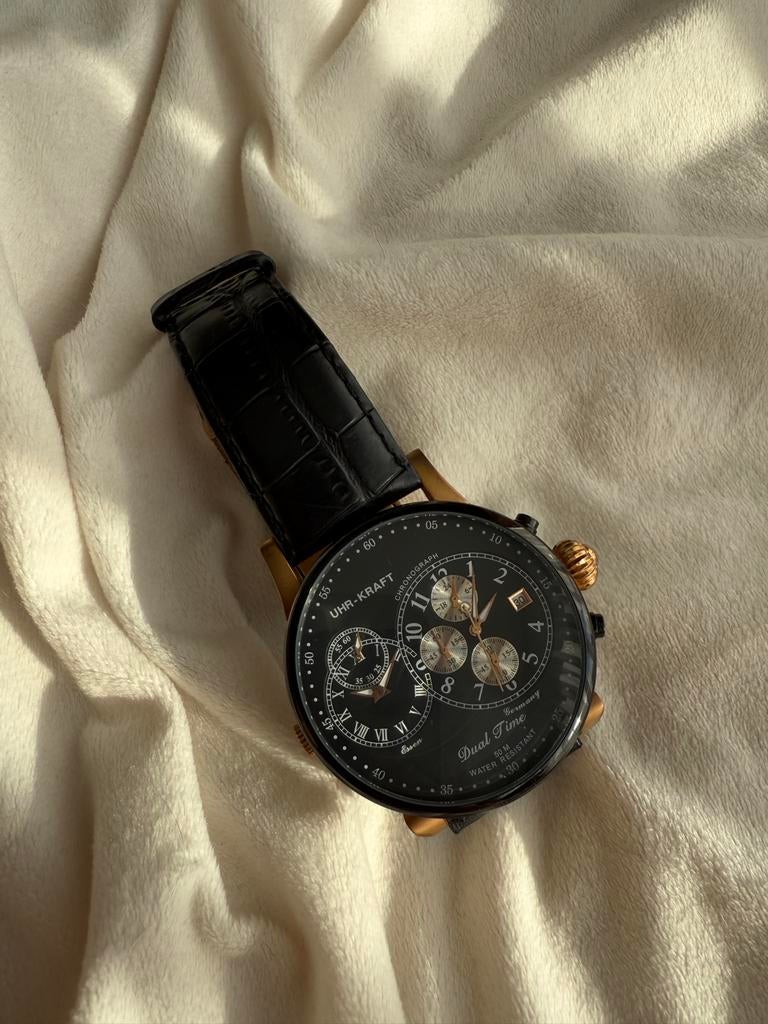 UHR-KRAFT Germany Dual Time Chronograaf Herenhorloge, Sieraden, Tassen en Uiterlijk, Horloges | Heren, Gebruikt, Polshorloge, Overige merken