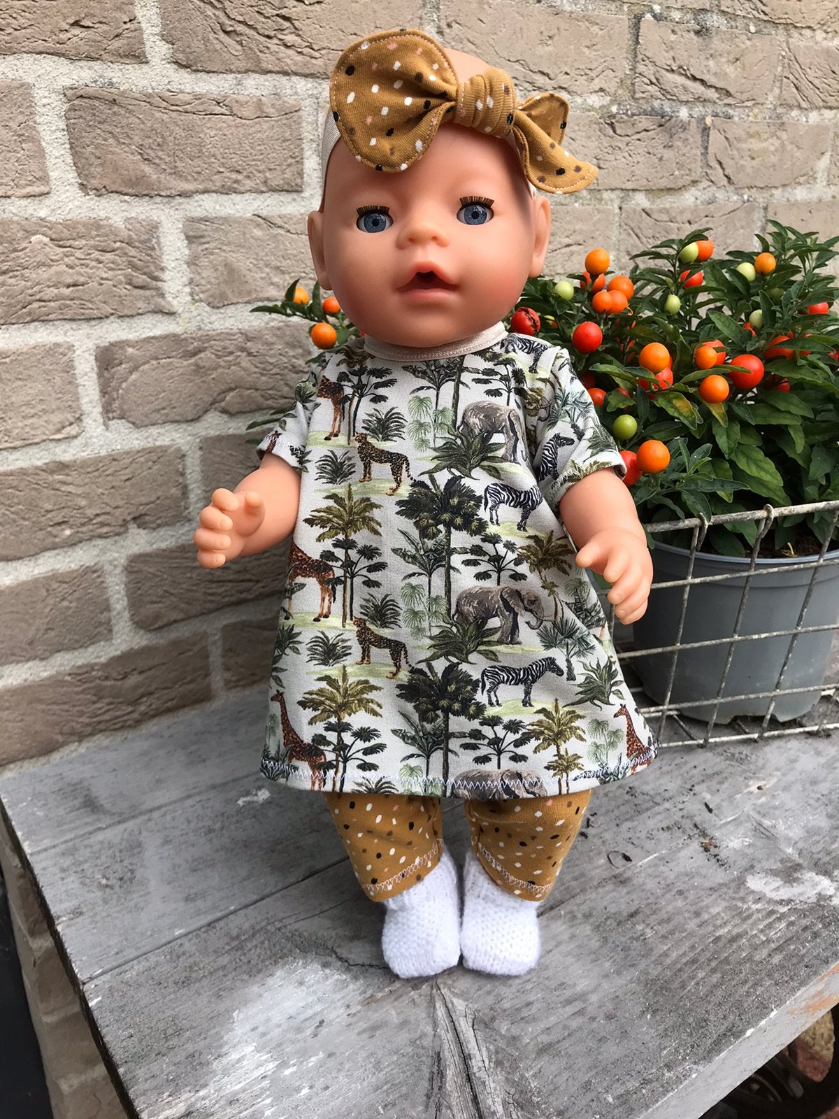 Baby born poppenkleertjes tricot jurkje safari, Ophalen of Verzenden, Zo goed als nieuw, Babypop
