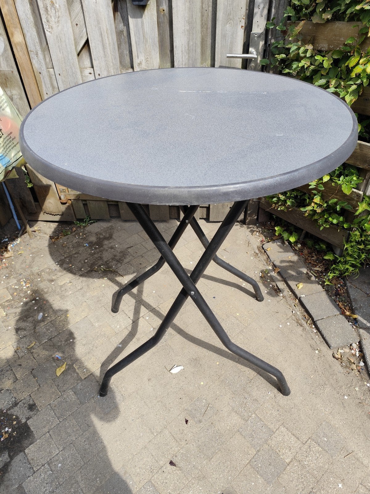 Ronde klaptafel - Grijs - Ø80cm, Tuin en Terras, Ophalen, Gebruikt, Rond, Metaal
