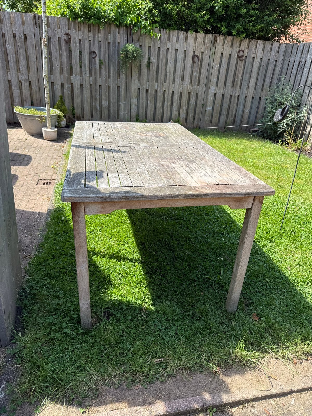 ScanCom Teak Tuintafel 160x90 met 3 Verstelbare Stoelen, Tuin en Terras, Tuintafels, Ophalen of Verzenden, Gebruikt, Rechthoekig