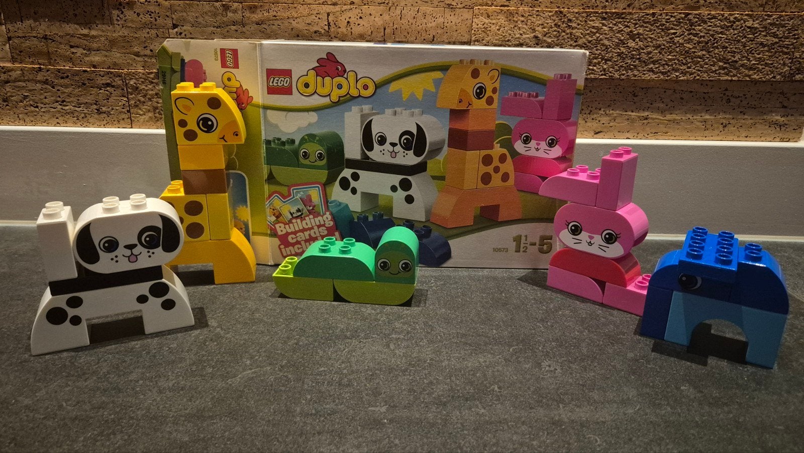 Duplo dieren set met giraf, hond, konijn, slak en olifant, Ophalen