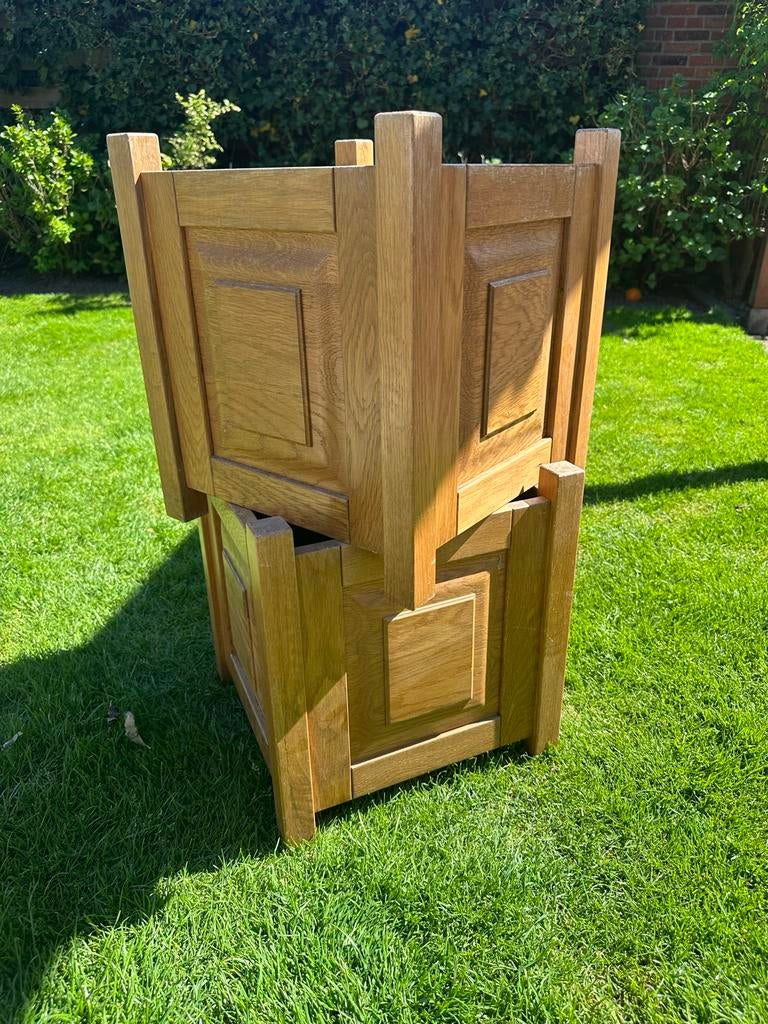 2 hardhouten eiken plantenbakken met Trespa bodem, Tuin en Terras, Bloembakken en Plantenbakken, Ophalen, Gebruikt, Minder dan 60 cm