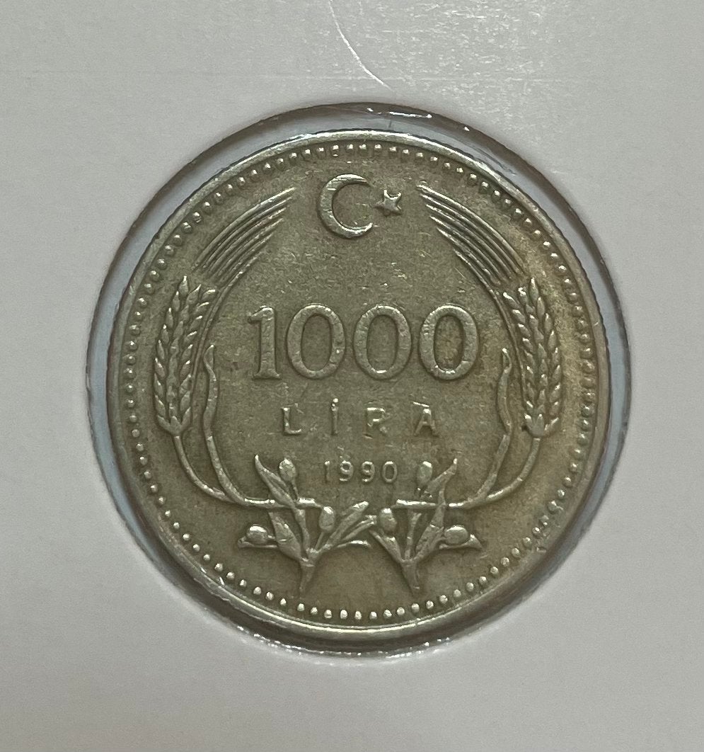 1000 lira Turkije 1990, Postzegels en Munten, Ophalen of Verzenden, Overige landen