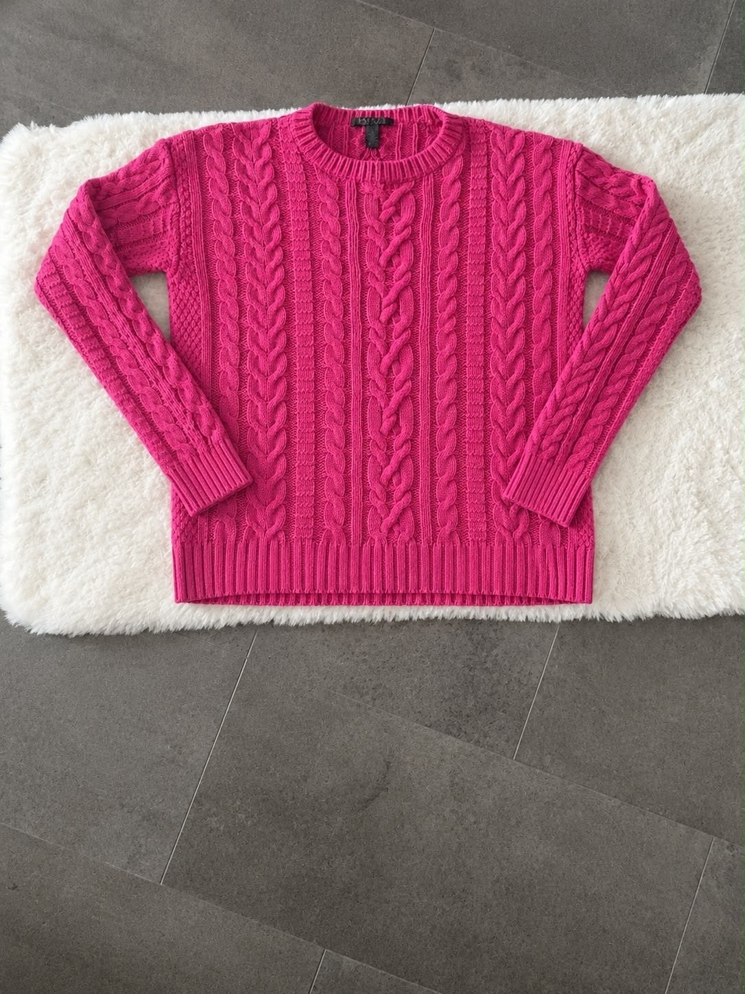 Ralph Lauren Roze Kabelgebreide Trui Maat M, Kleding | Dames, Ophalen of Verzenden, Gedragen, Maat 38/40 (M), Roze