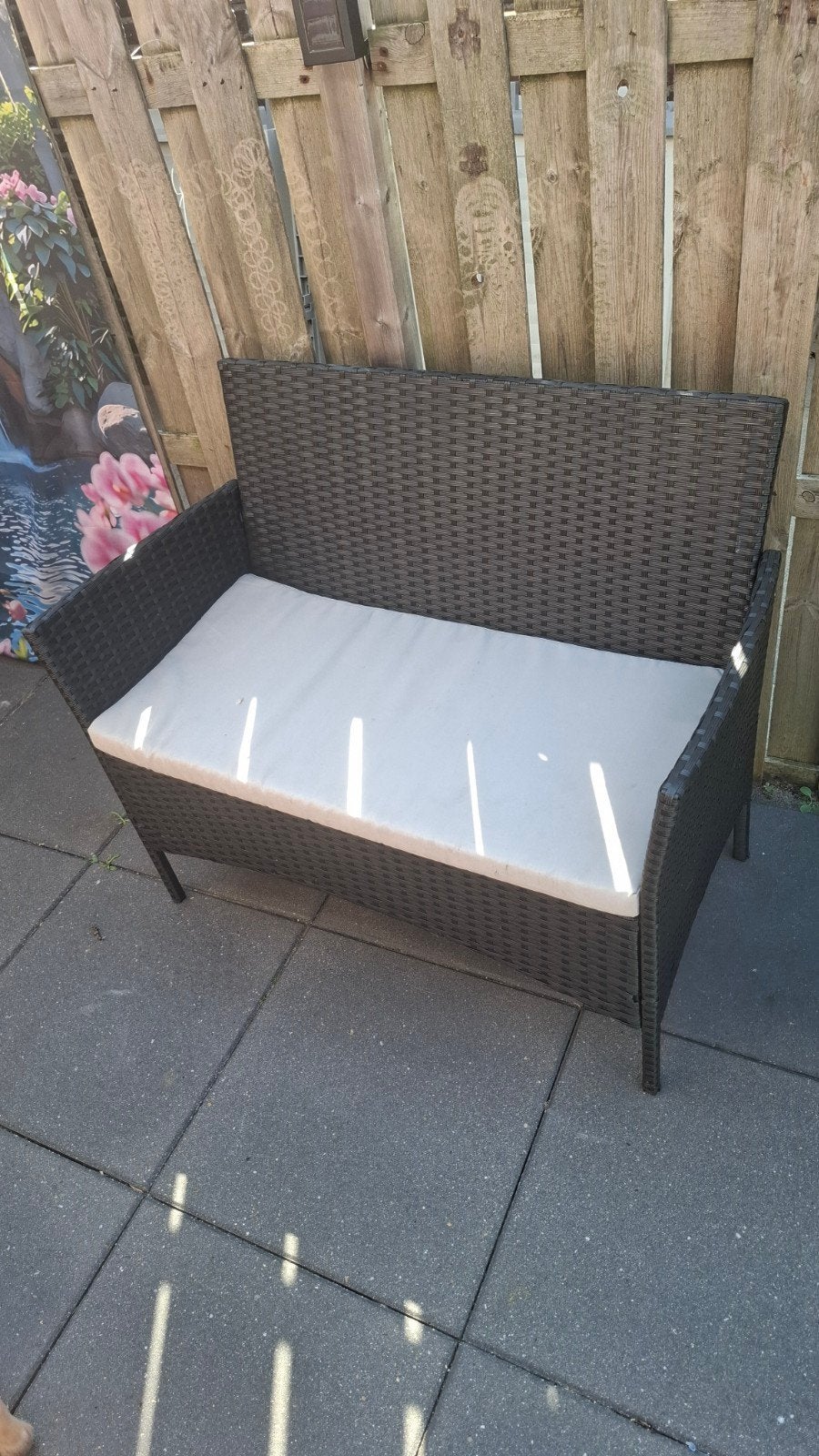 klein bankje zgan  1 meter breed, Tuin en Terras, Ophalen of Verzenden, Zo goed als nieuw