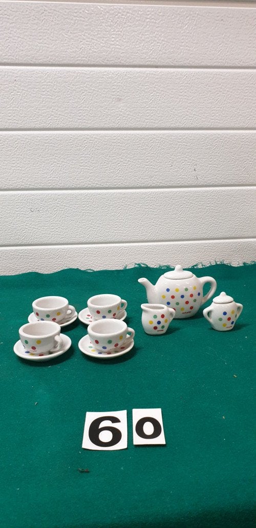 Mini servies europlay, gekleurde stippen, Antiek en Kunst, Ophalen of Verzenden
