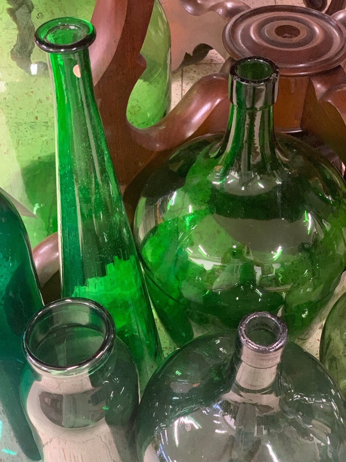 Diverse groene flessen/vazen, Antiek en Kunst, Ophalen of Verzenden