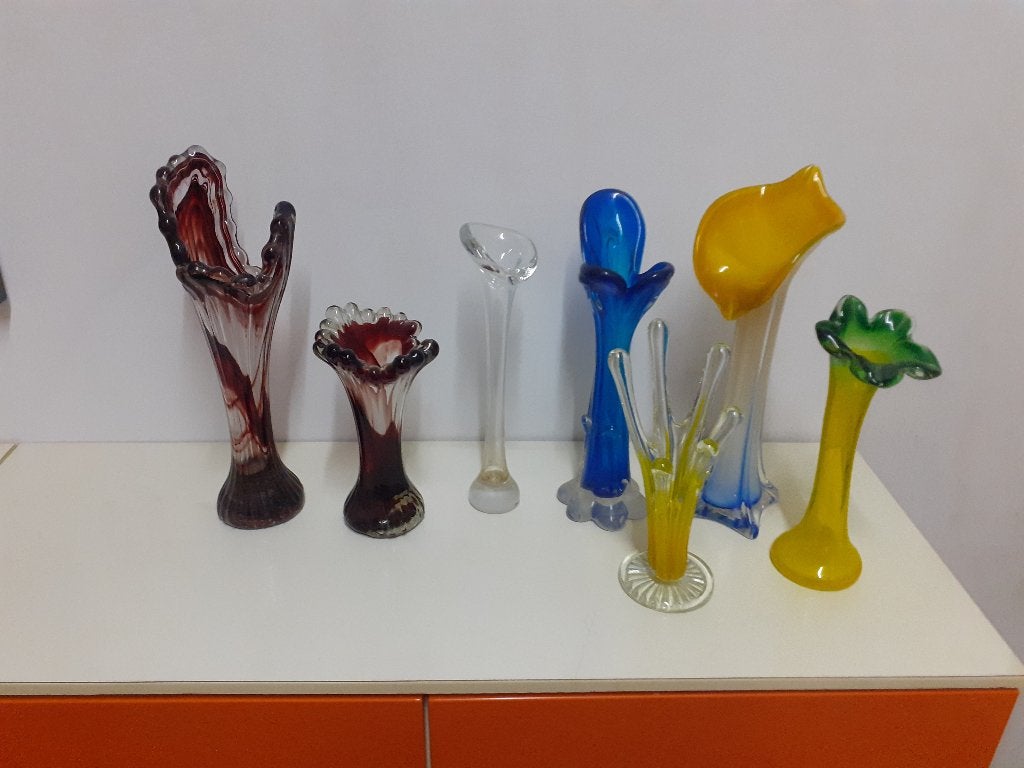 Murano Nanninga vaas gekleurd glas retro design jaren 70, Ophalen of Verzenden