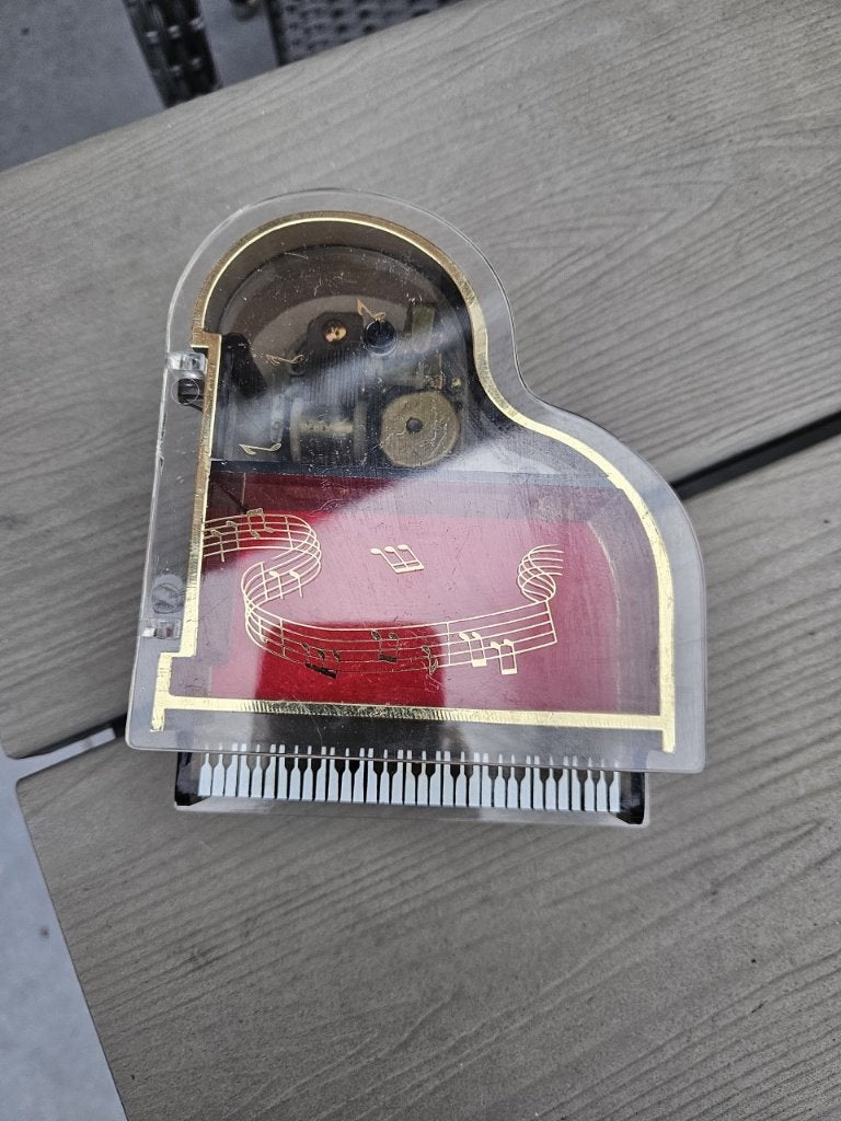 Mooi vintage acryl piano muziekdoos nette en werkende staat, Ophalen of Verzenden