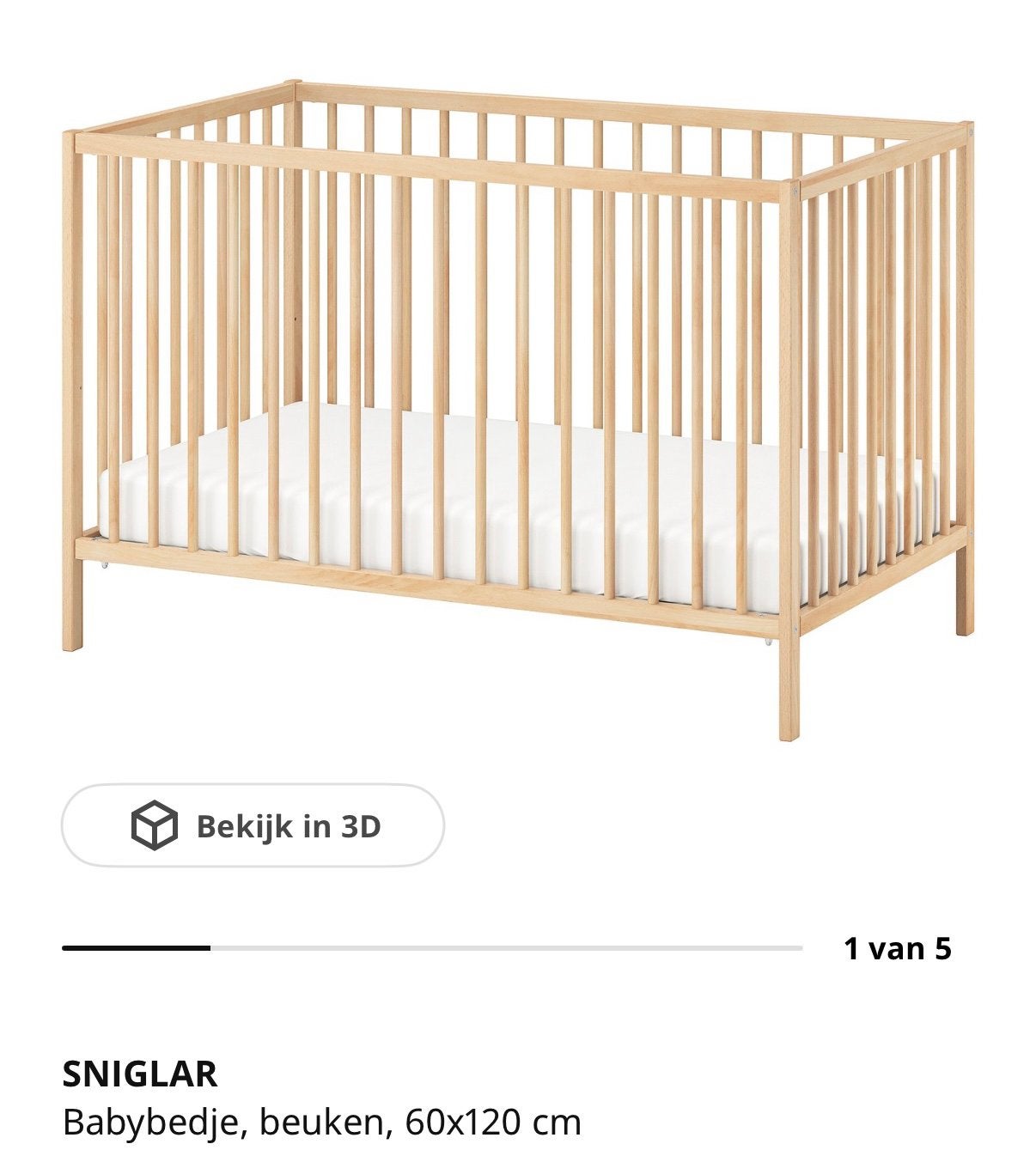 Baby bedje IKEA, Ophalen, Zo goed als nieuw, Minder dan 140 cm, Matras