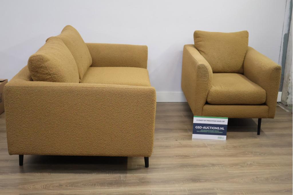 Gele Stoffen 2-Zitsbank met Bijbehorende Fauteuil van BAAN, Ophalen of Verzenden, Niet ingevuld, Niet ingevuld, Niet ingevuld