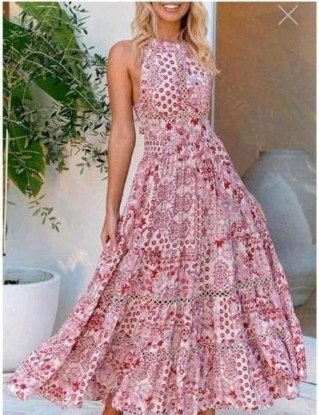 Jaase Lange Jurk met Open Rug - XS, Kleding | Dames, Jurken, Jaase, Nieuw, Ophalen of Verzenden, Roze