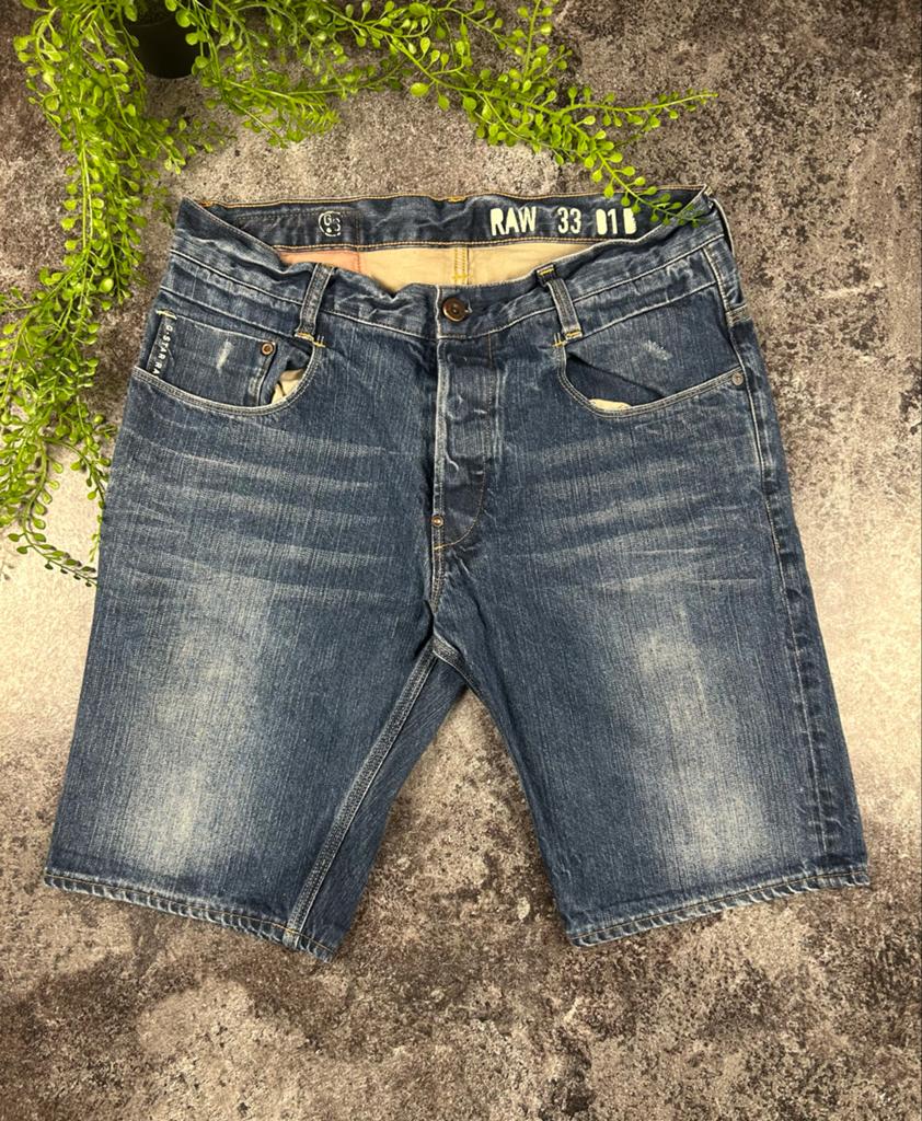 G-Star RAW Denim Shorts - Blauw - Maat 32, Ophalen of Verzenden, Zo goed als nieuw, Blauw, W32 (confectie 46) of kleiner